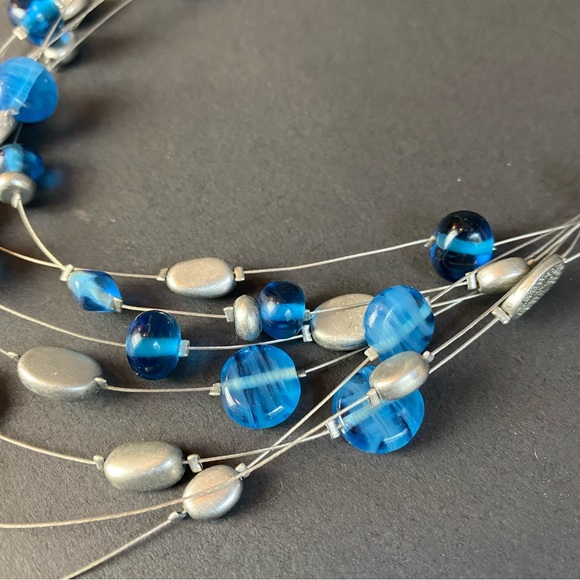 Lia Sophia Blue and Silver Necklace with Elegant Design - Picture 5 of 5